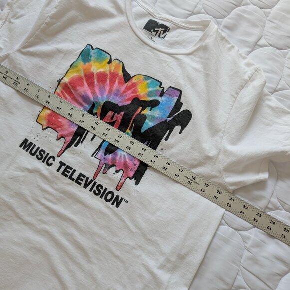 MTV music television tie dye on white t-shirt Large EUC - Picture 5 of 9